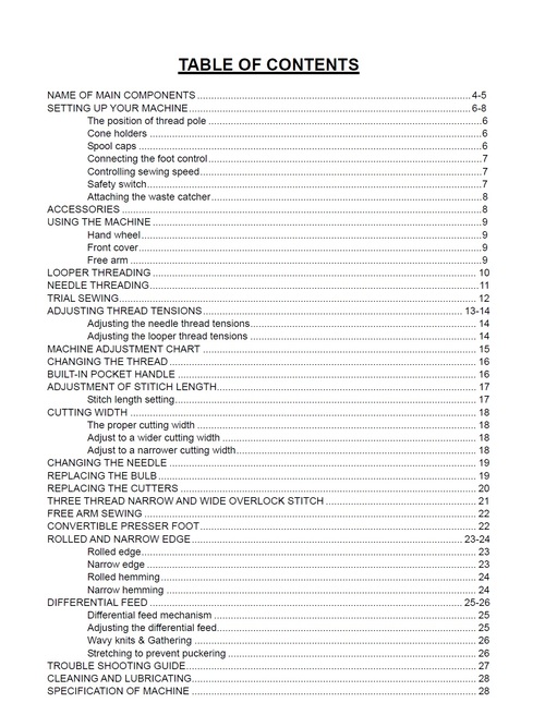 Product picture Empisal S4D overlocker sewing machine instruction manual