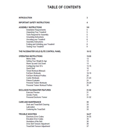 Product picture PaceMaster Gold Elite Fold Up Treadmill Owner Manual