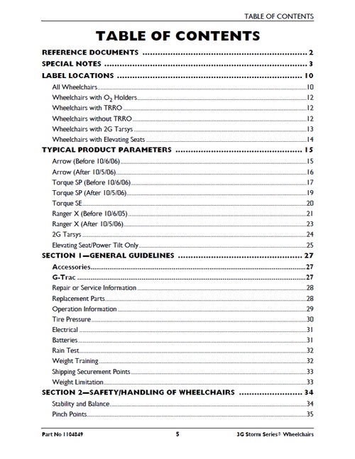 Product picture INVACARE 3G STORM SERIES WHEELCHAIR SERVICE MANUAL