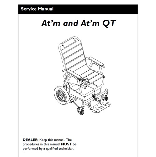 Product picture INVACARE At m and At m QT WHEELCHAIR SERVICE MANUAL