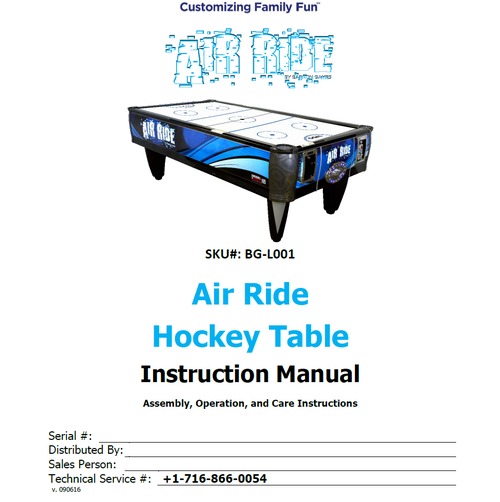 Product picture BARRON GAMES AIR RIDE HOCKEY INSTRUCTION MANUAL