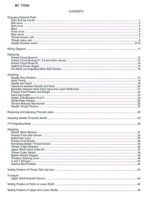 Product picture Janome MC11000 Memory Craft 11000 service manual