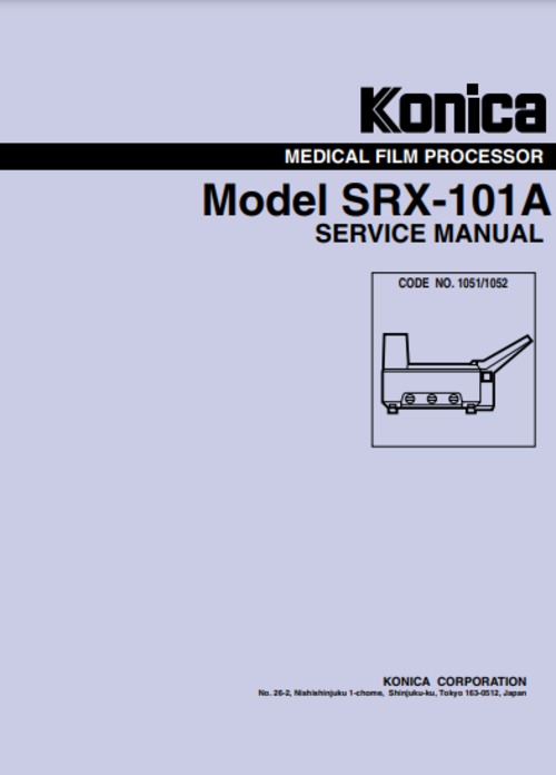 Product picture KONICA SRX101A MEDICAL FILM PROCESSOR SERVICE MANUAL